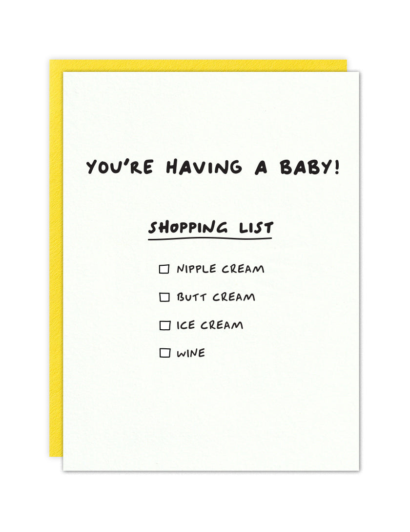 Baby shopping list