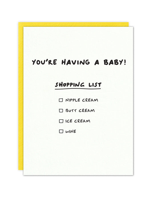 Baby shopping list