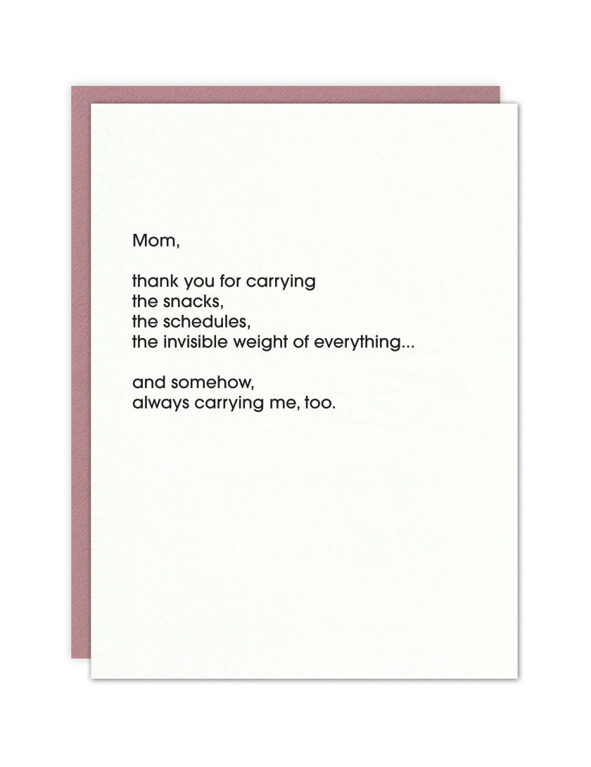Carrying me - Mother's Day Card