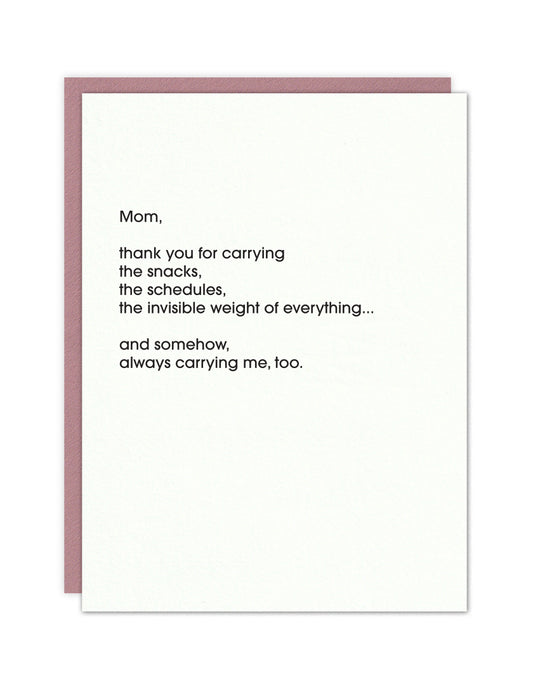 Carrying me - Mother's Day Card