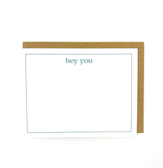 Hey you - Box of 6 letterpress flat notecards