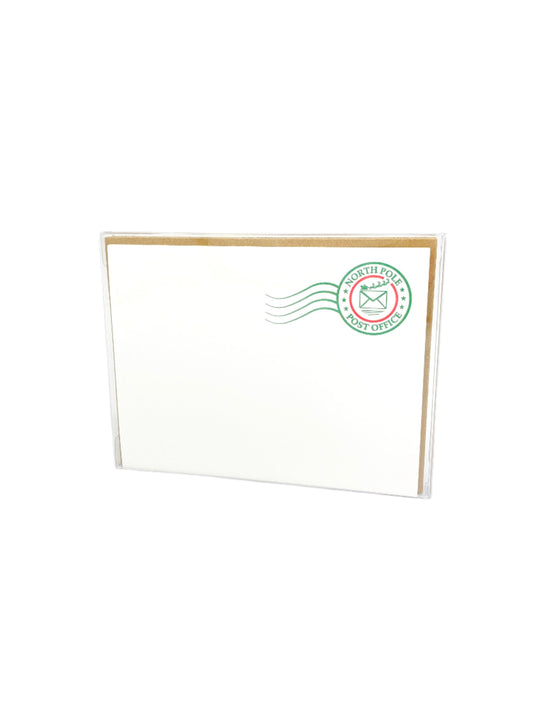 North Pole Post Office - Box of 6 Letterpress Flat Notecards